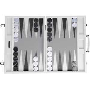Exclusive backgammon set "Baptiste" made of leather, white